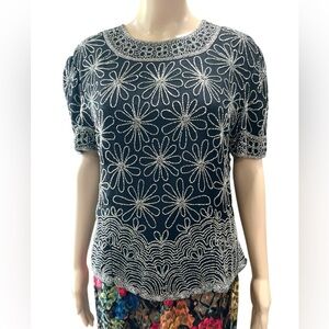 Papell Boutique Evening hand sparkly Beaded top-L